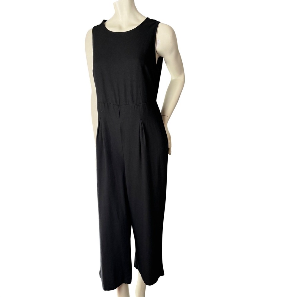 Vero Moda Jumpsuit Black Linen Blend Open Back Minimalist Quiet Luxury Large
